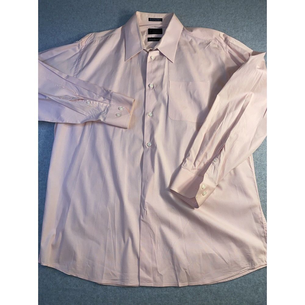 Cezani‎ Button Up Adult XL  17-17 1/2 36/37  Pink  Long Sleeve Dress Shirt